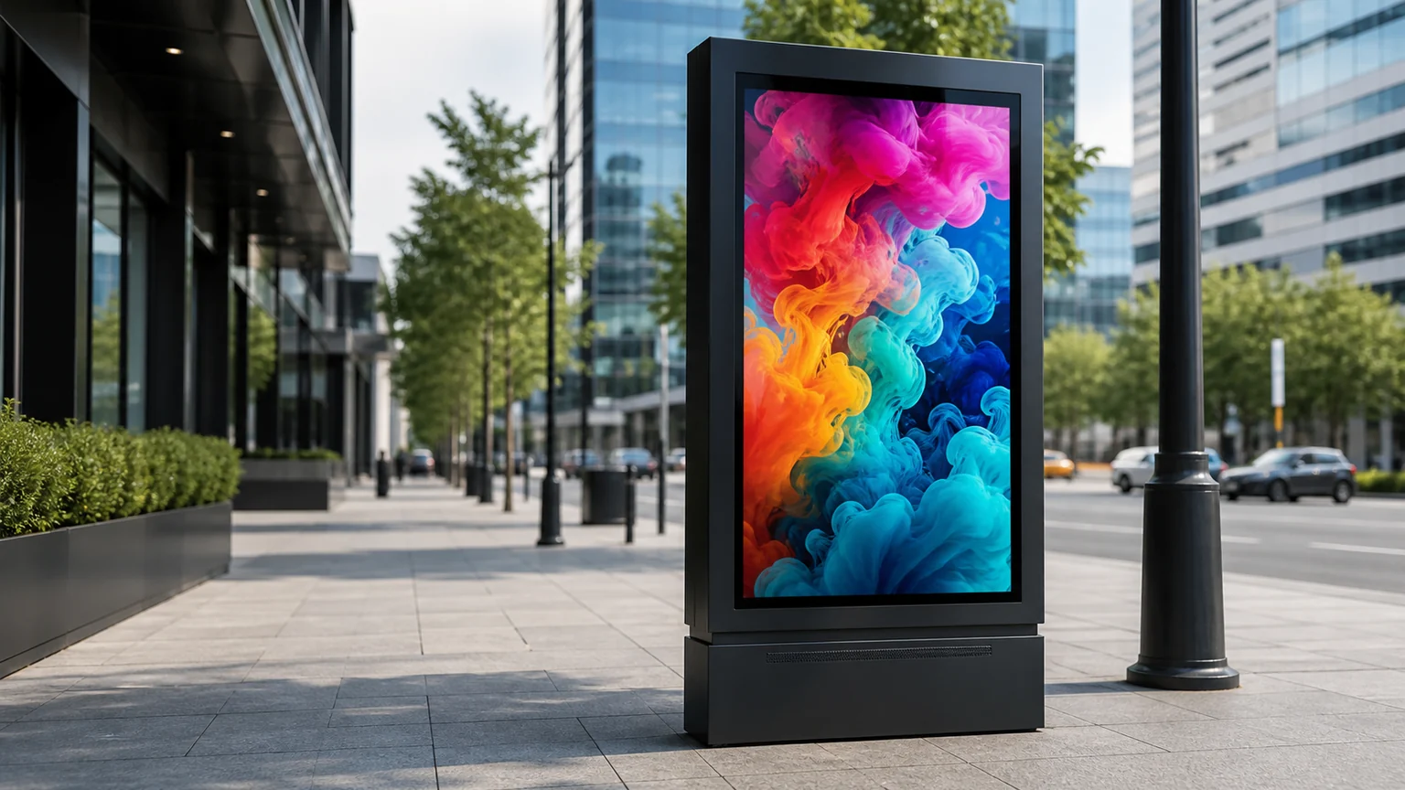 Outdoor Digital Advertising Displays digital signage display in a commercial setting